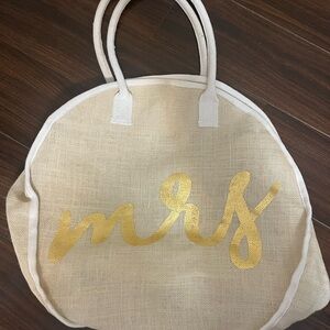 Beige 'Mrs' Tote Bag